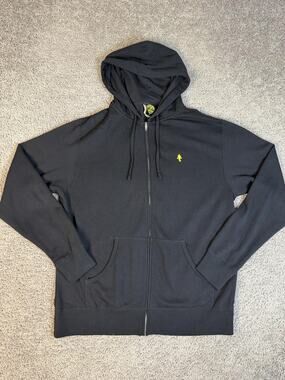 Gold's Gym Hoodie Mens XL Black Full Zip Hooded Pockets Fleece Embroidered Logo